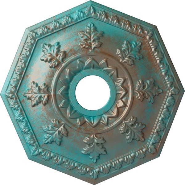 Ekena Millwork Nottingham Medallion (Canopies up to 4 5/8"), 18"OD x 3 1/2"ID x 1 1/2"P, Copper Green Patina CM18NTCGS - main